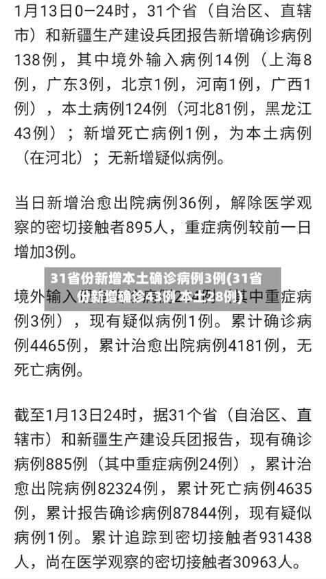 31省份新增2例确诊其中本土15例/31省市新增2例本土确诊
