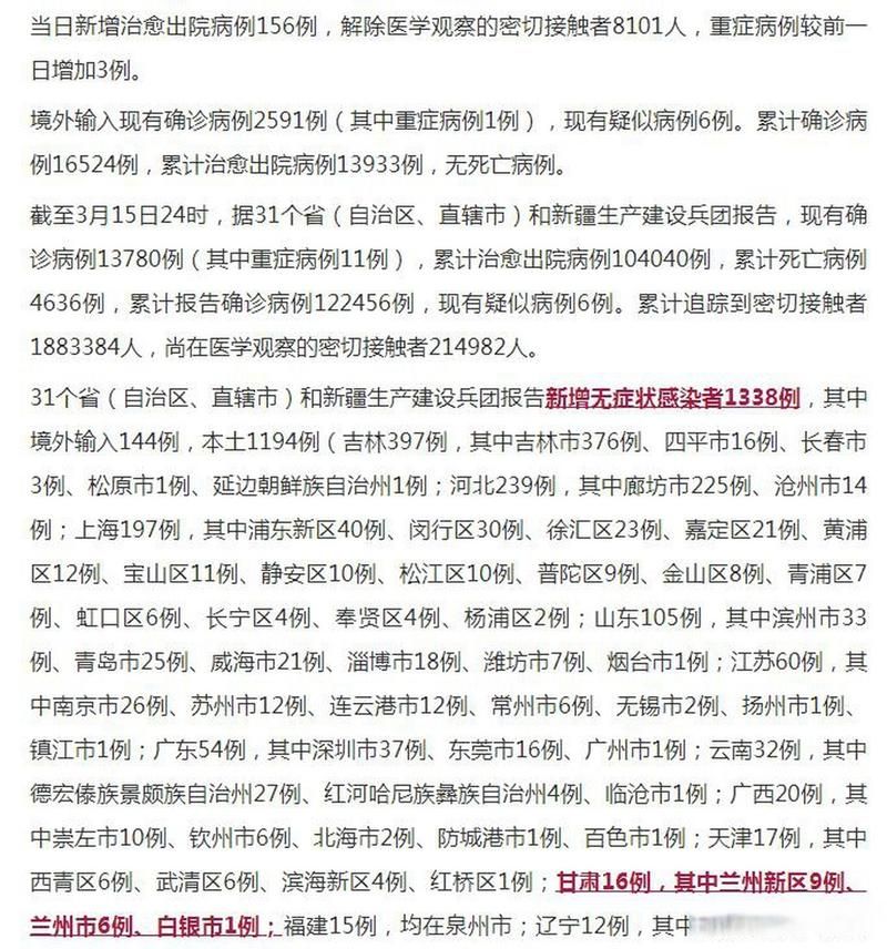 【31省市新增5例无症状感染者涉14省,31省新增确诊16例 无症状50例】