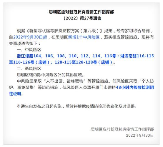 【警方通报思明区疫情最新情况,思明区新增病例】