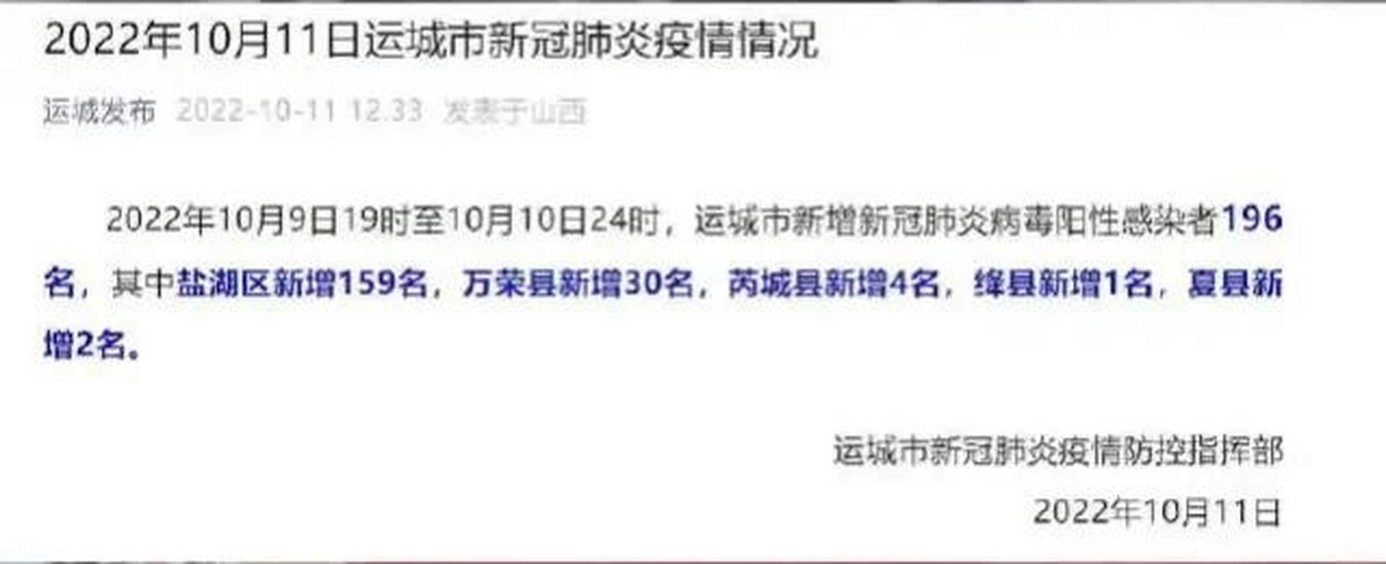 【运城市通报14例阳性感染者详情,运城确诊最新疫情】