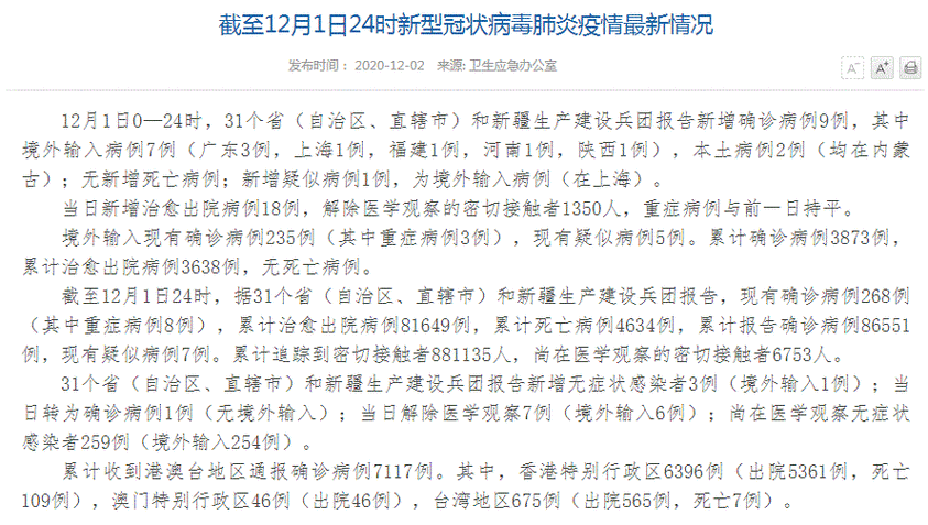 31省份新增2例确诊其中本土12例(31省份新增确诊8例本土2例)